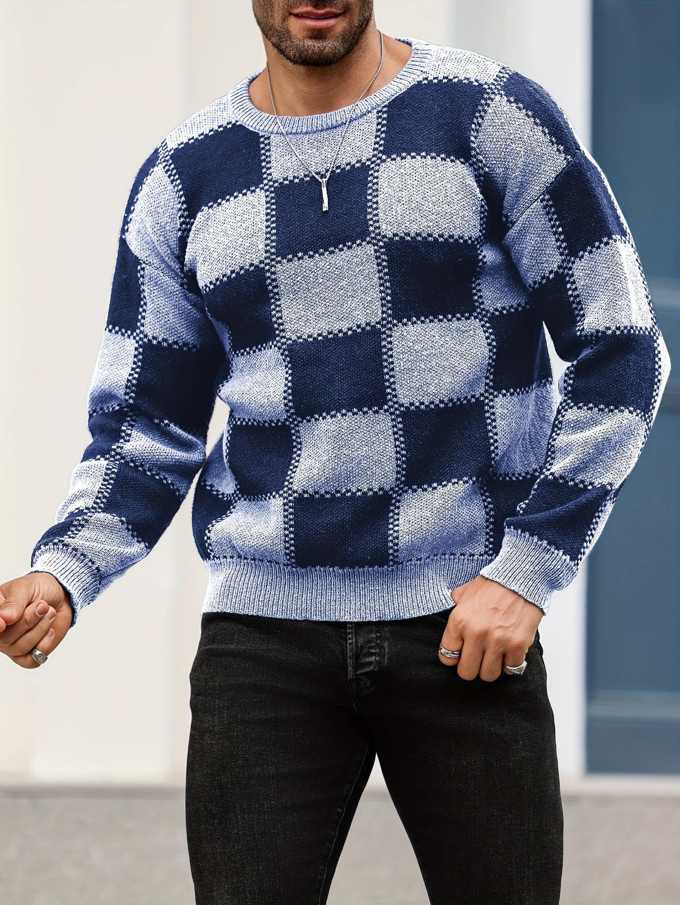 Logan – Casual Plaid Textured Pullover