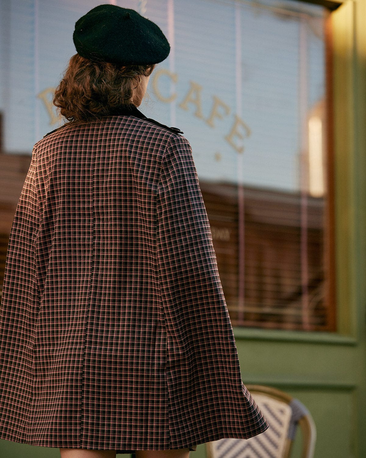 ClassyLondon™ | Double-breasted Plaid Cape Coat